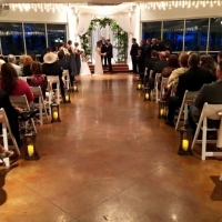 indoor wedding in dec at night with beautiful views