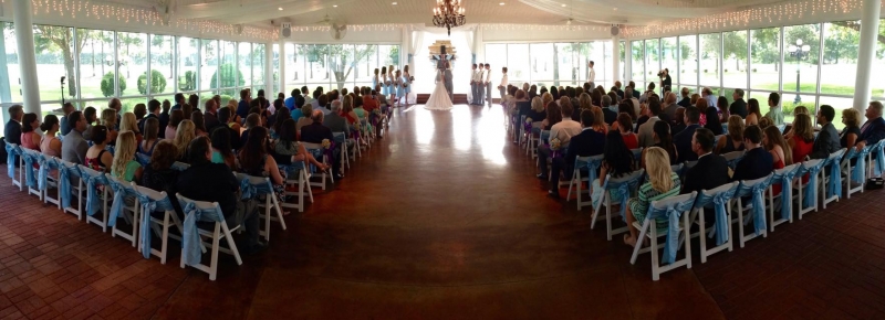 indoor wedding at a Houston facility in July