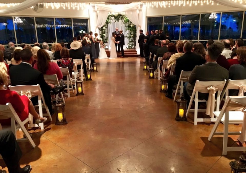 indoor wedding in dec at night with beautiful views