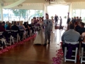 walking the aisle and soft pink rose petals
