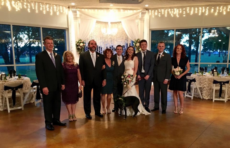 wedding party pics with the family dog