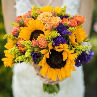 bright yellow sunflower wedding bouquet