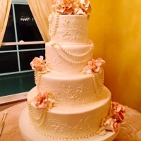 elegant cake with edible flowers