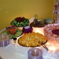 snack bar with cheese,veggies,fruit and shrimp