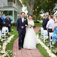 walking down the aisle father and daughter at House  Estate