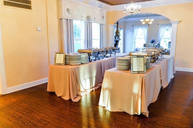 Indoor Food and Plate Buffet Setting