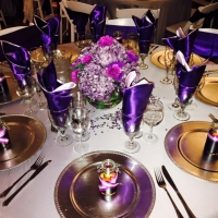 Shades of purple and gifts at a reception at House Estate