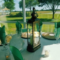 views of the lake and gazebo from your table at House Estate