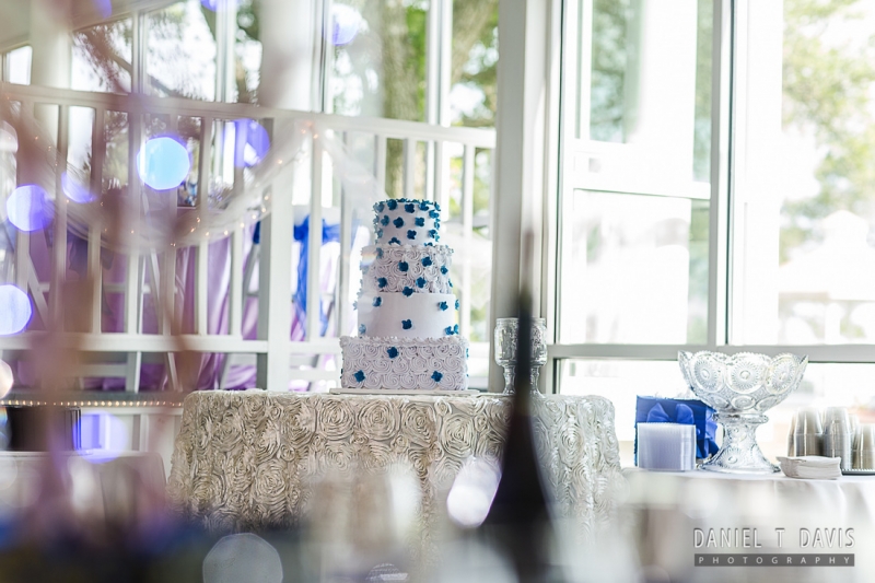 reception tables with wedding cake in Houston