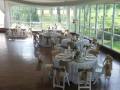 beautiful reception tables with burlap sashes at a houston wedding