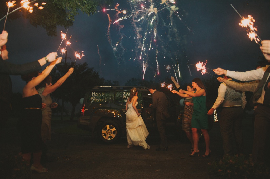 fireworks when exiting House Plantation - wedding venue photos