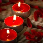 romantic rose petals and candles