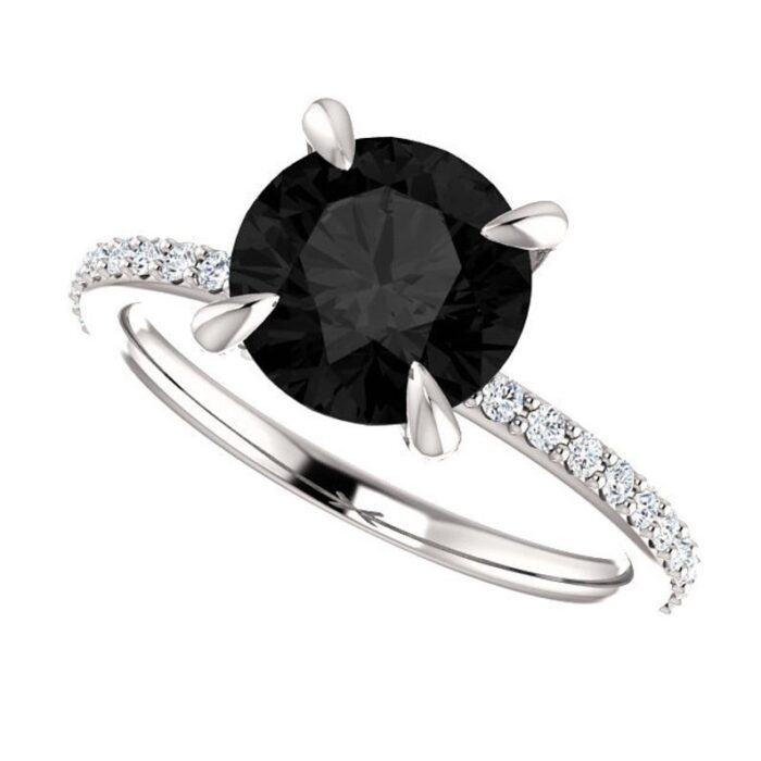 Black Diamond Solitaire Engagement Ring 