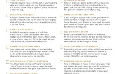 14 Top Items for Your Post Wedding Checklist