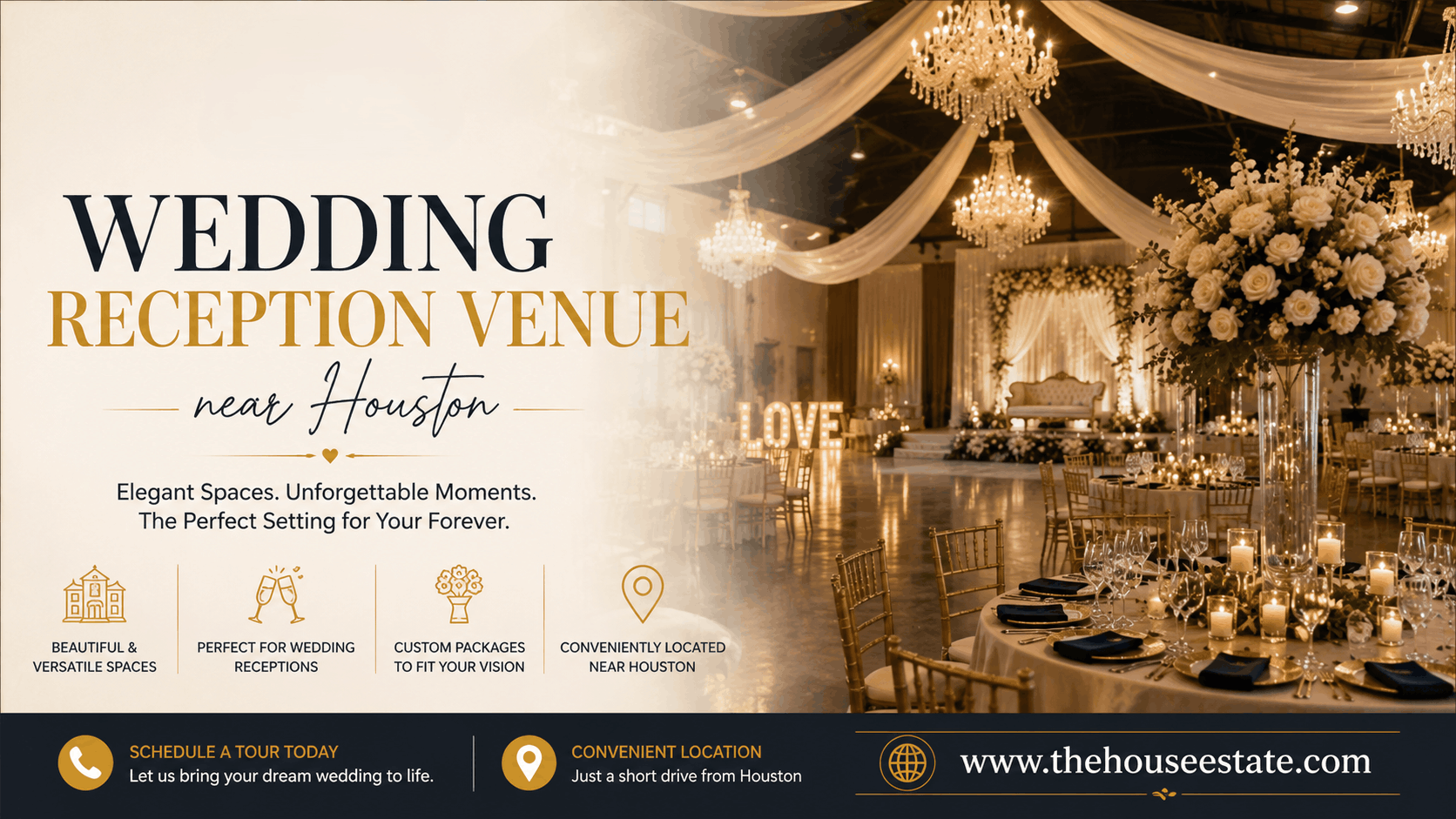 Elegant Reception Venue Near Houston for Weddings & Special Events